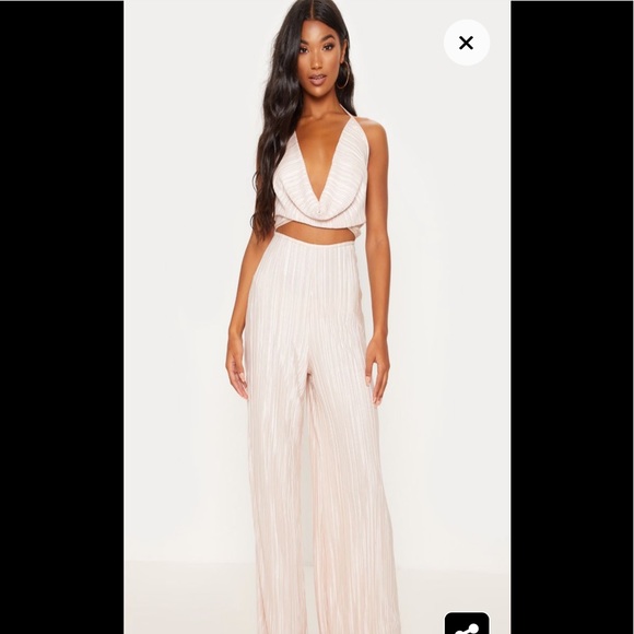 PrettyLittleThing Pants - NWT PLT Champagne Pleated Jumpsuit
